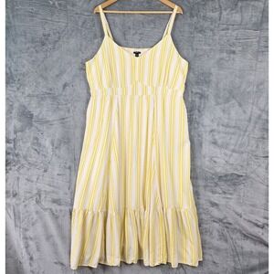 Torrid Dress 3X Yellow Maxi Babydoll Tiered Sundress Cottagecore Stretch Smocked